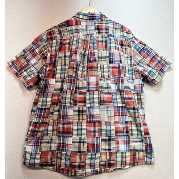 Lands' End Mens Button Down Shirt Summer Size XL Multi Patchwork Traditional Fit - Picture 2 of 13